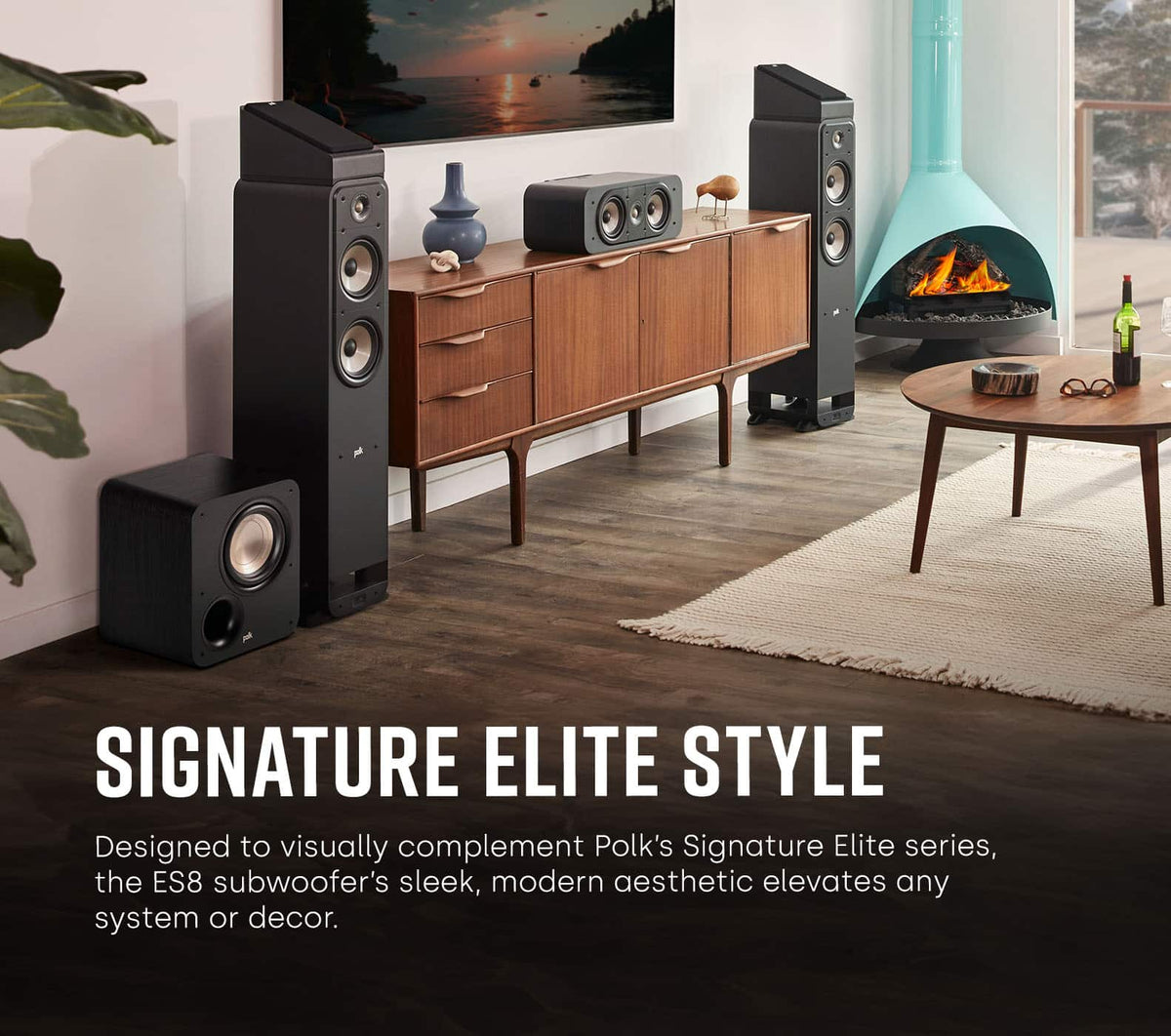 Polk Audio - Signature Elite Series 8” 100W Powered Subwoofer - Black