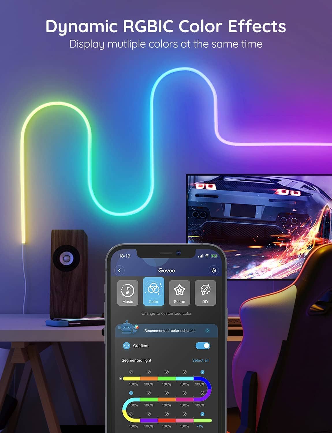 Govee - RGBIC Neon Rope Light - 6.5 Ft - Multi