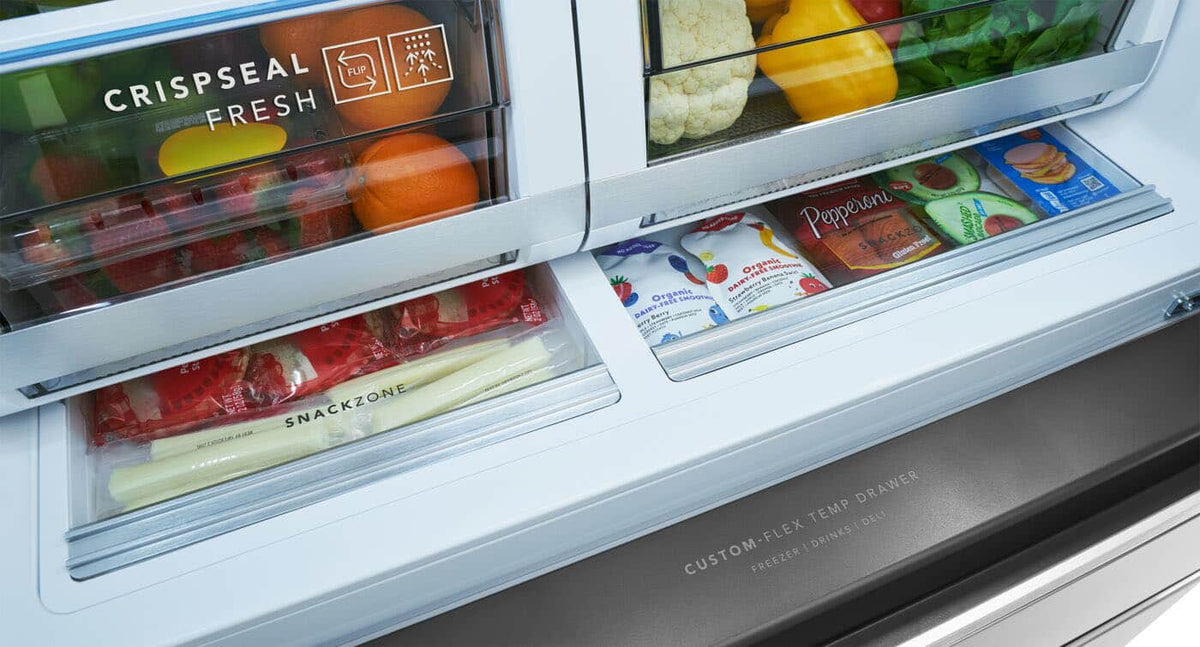 Frigidaire - Professional 36 in. Wide 21 Cu. Ft. Counter-Depth 4-Door French Door Refrigerator with Custom-Flex Temp Drawer - Stainless Steel