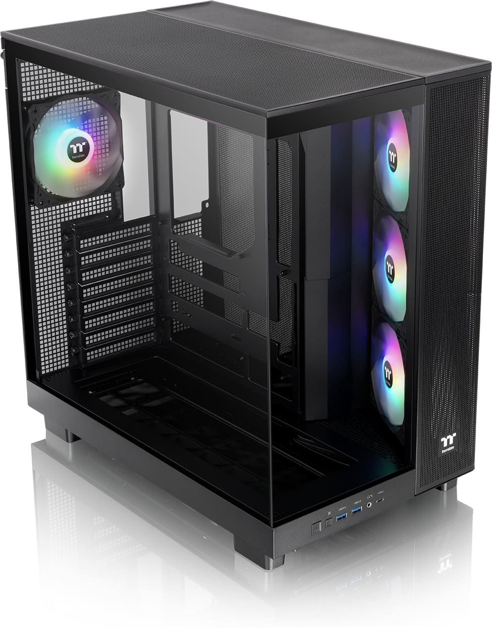 Thermaltake - View 380 XL TG ARGB Dual-Chamber Chassis with Hidden-Connector Motherboard Support ATX Mid Tower PC Case - Black