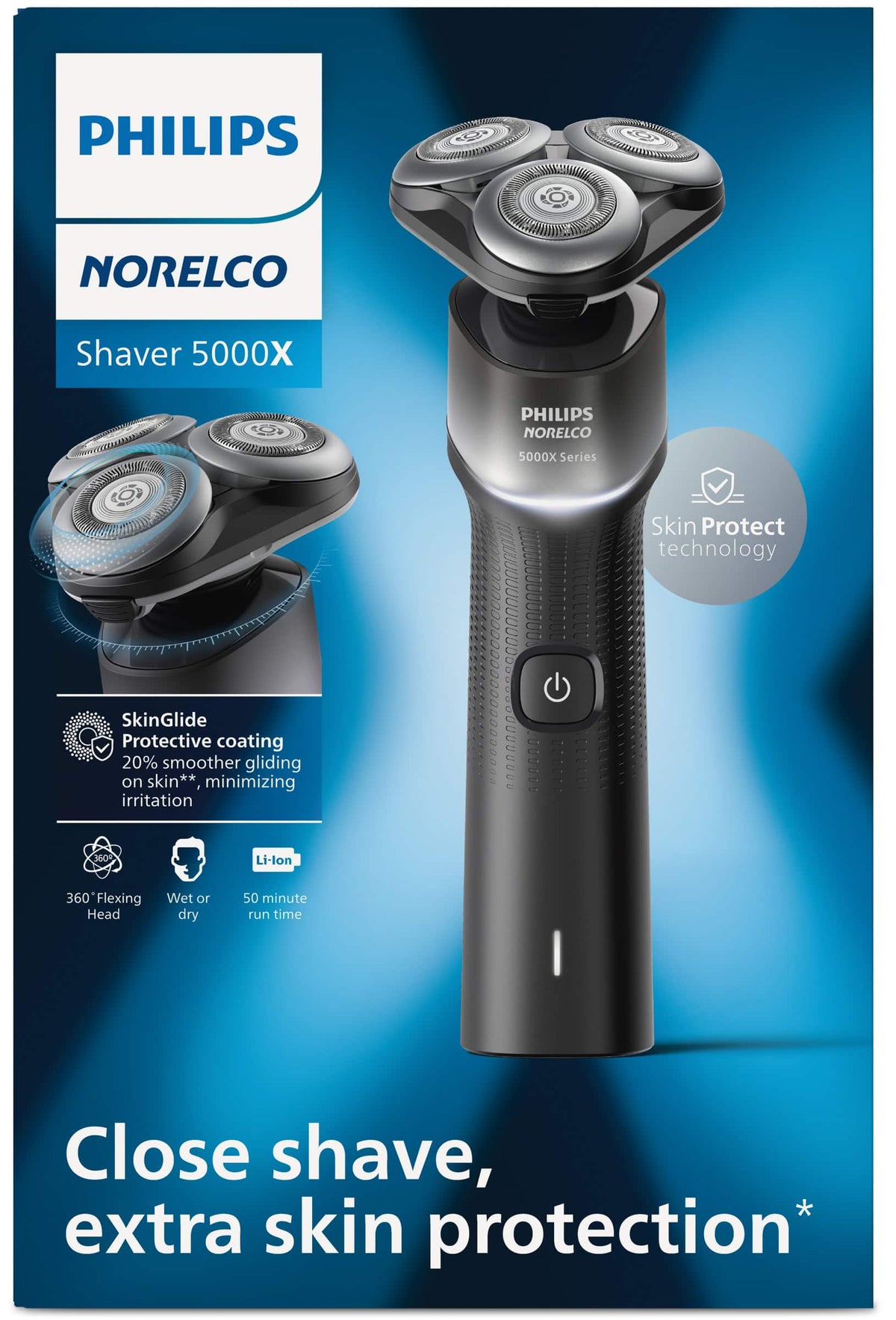 Philips Norelco - Shaver 5000X, Rechargeable Wet & Dry Shaver with Precision Trimmer - Silver/ Black