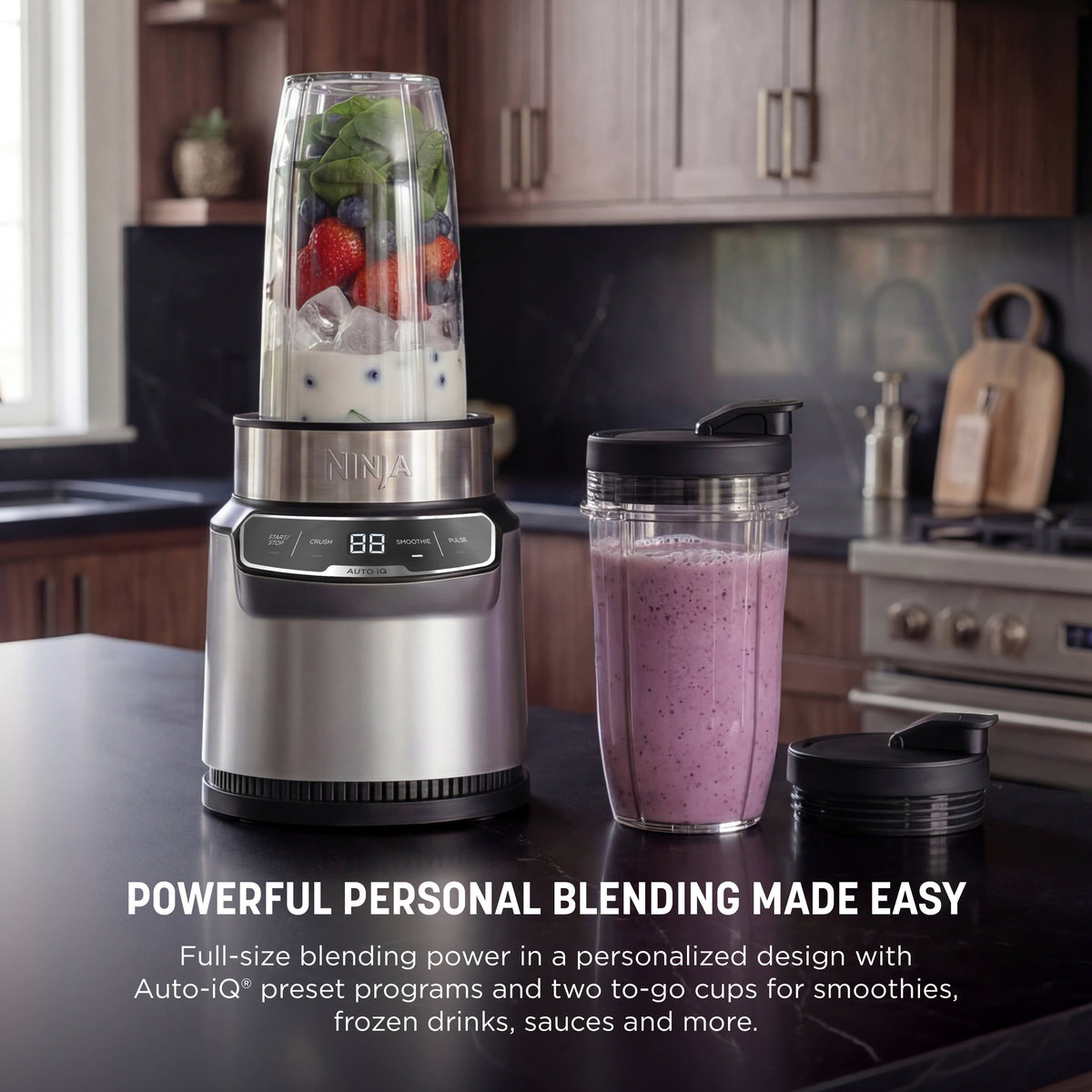 Ninja - Nutri-Blender Pro Personal Blender with Auto-iQ - Cloud Silver