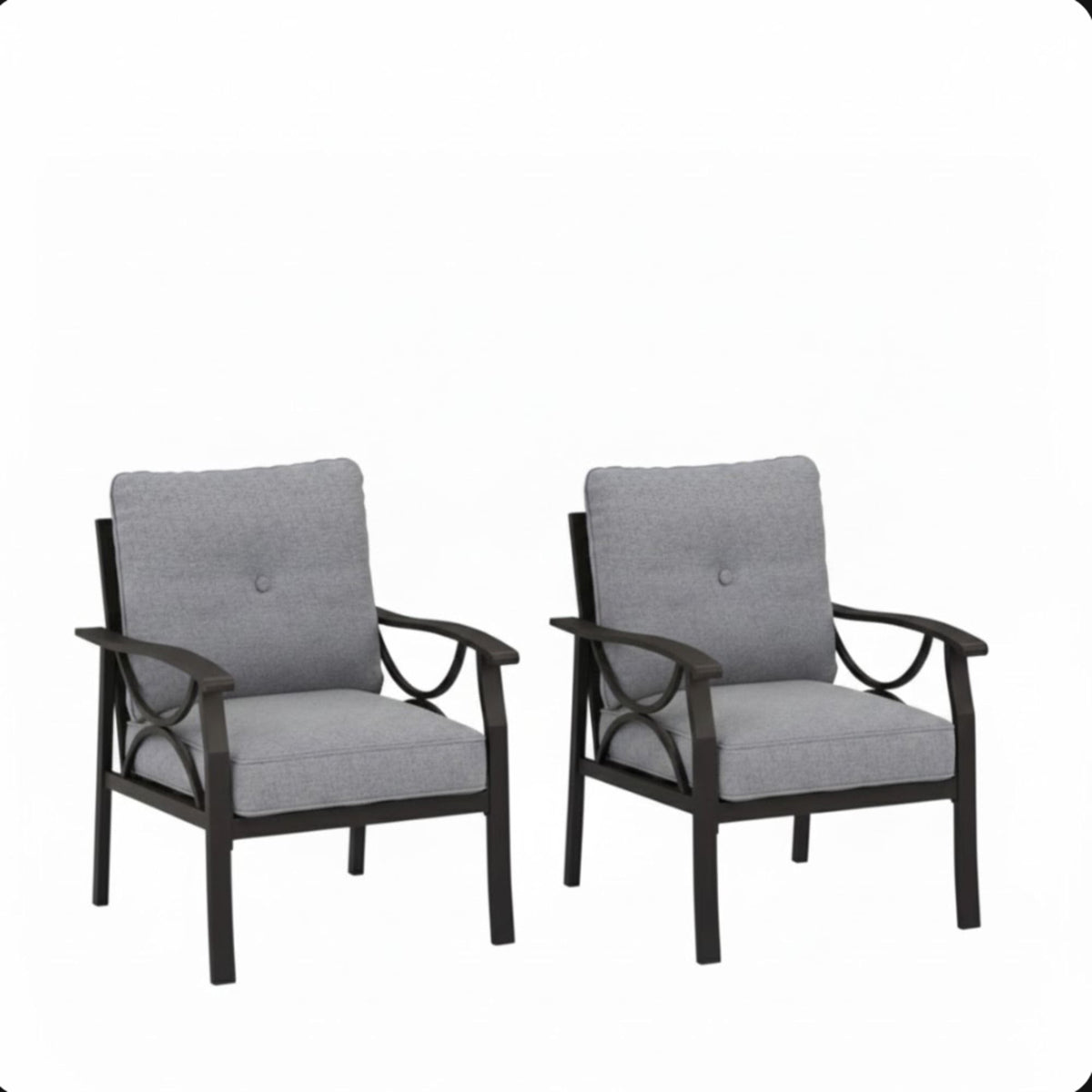 Sillones para todo tipo de clima con cojines, diseño escultural moderno (juego de 2)