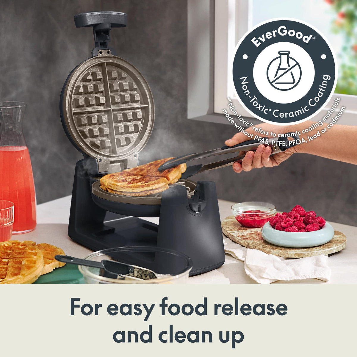 Bella - GOLDEN Rotating Belgian Waffle Maker - Slate