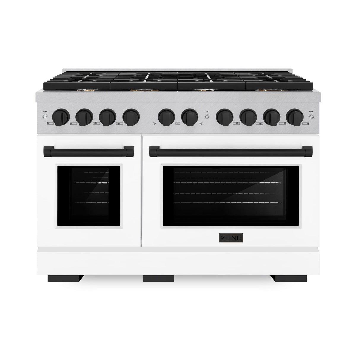 ZLINE - 48 in. Wide 8 Burner Autograph Paramount Dual Fuel Range with White and Black Accents (SDRSZ-WM-48-MB) - White