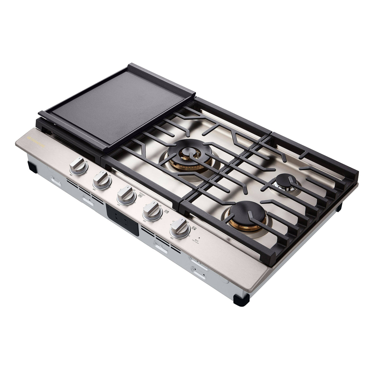 LG - SIGNATURE 36-in Wide Built-In Smart Gas Cooktop with 5 Burners, 24K BTU UltraHeat Dual Burner and LED Illuminated Knobs - Stainless Steel