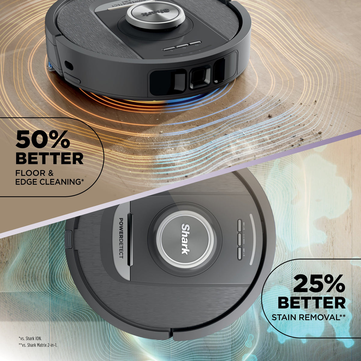 Shark - Robot Vacuum & Mop PowerDetect NeverTouch, Combo, Self-Emptying & Self-Refilling, 60-Day Debris Capacity with Pad Dry - Gaia Grey