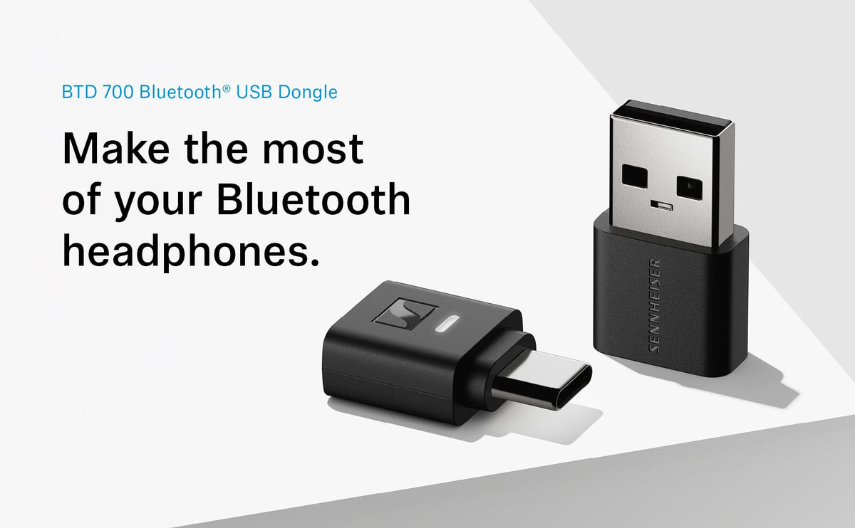 Sennheiser - BTD 700 Bluetooth USB Dongle - aptX Lossless, Auracast, Plug & Play Audio Transmitter for Headphones - Black