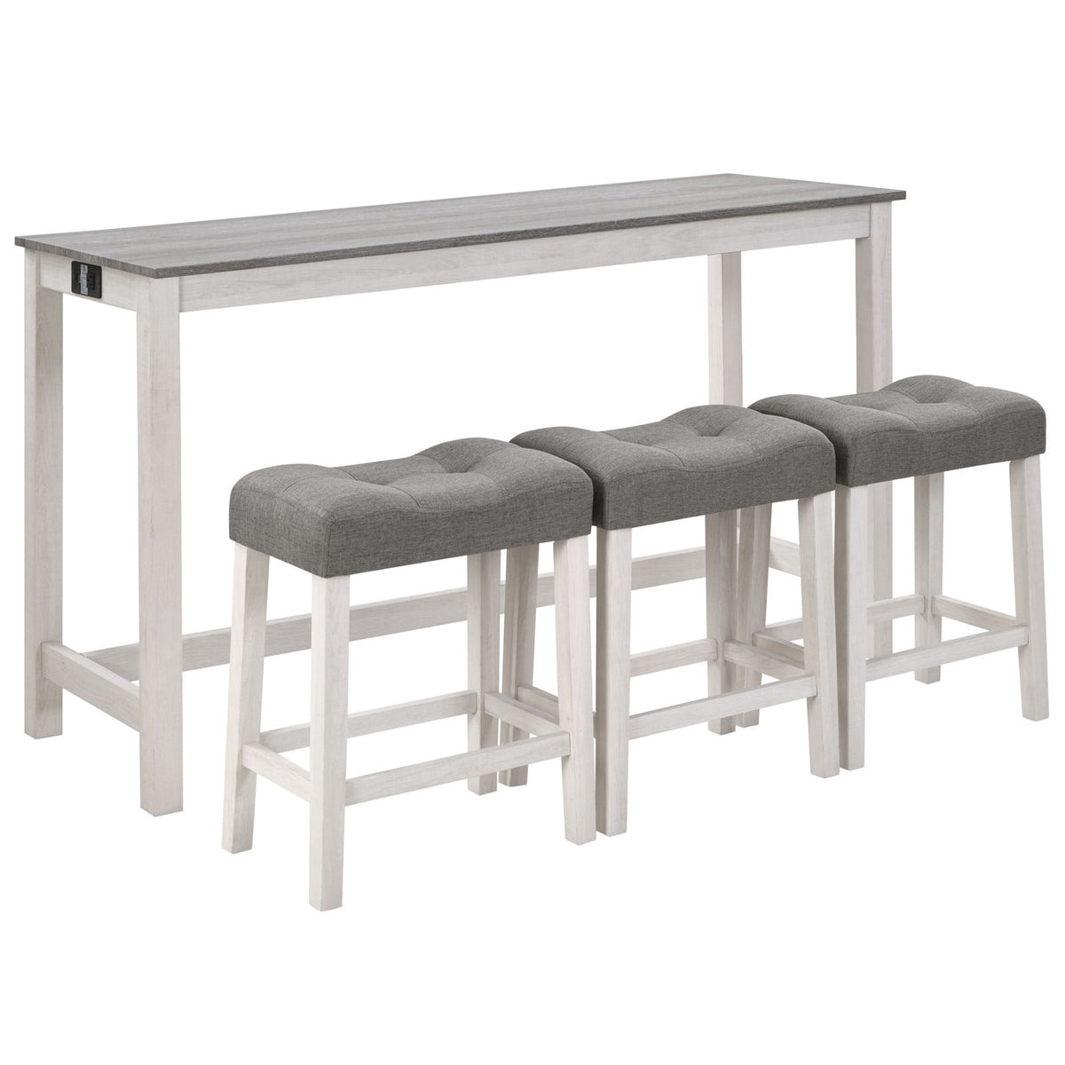 Set de mesa de bar de 4 piezas con toma de corriente