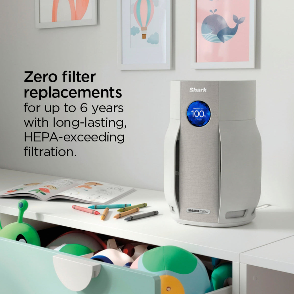Shark - BreatheClear Air Purifier with NeverChange, 750 sqft - Dove