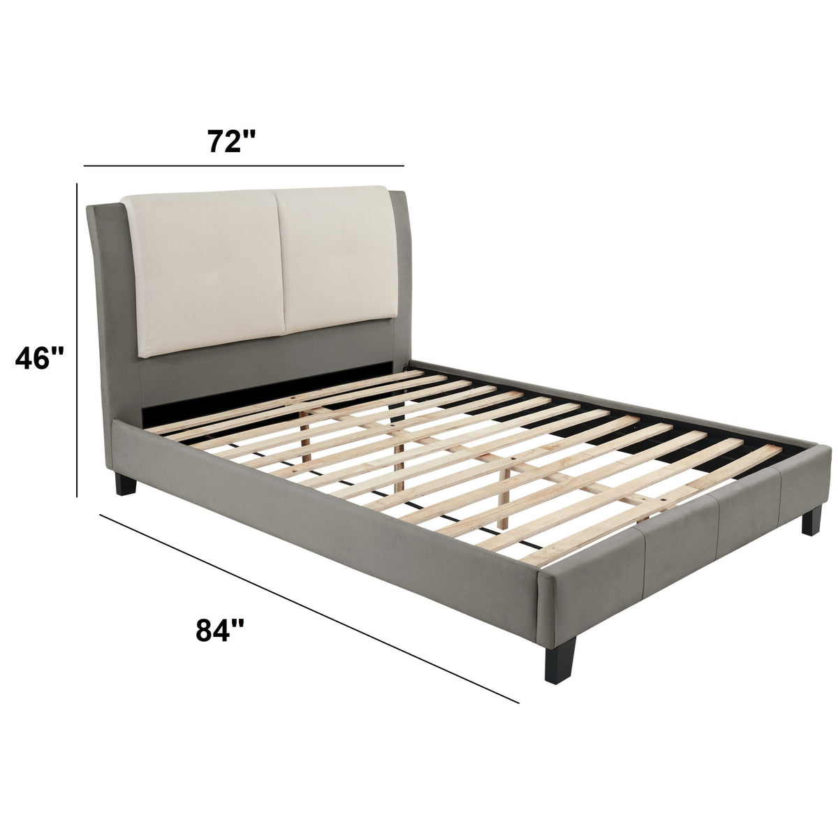 Juego de cama con cabecero tapizado de dos tonos