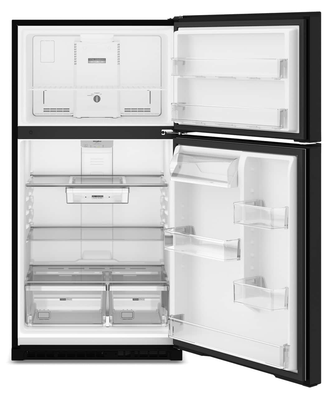 Whirlpool - 33 in. Wide 21.3 cu. ft. Top-Freezer Refrigerator with Total Coverage Cooling - Black