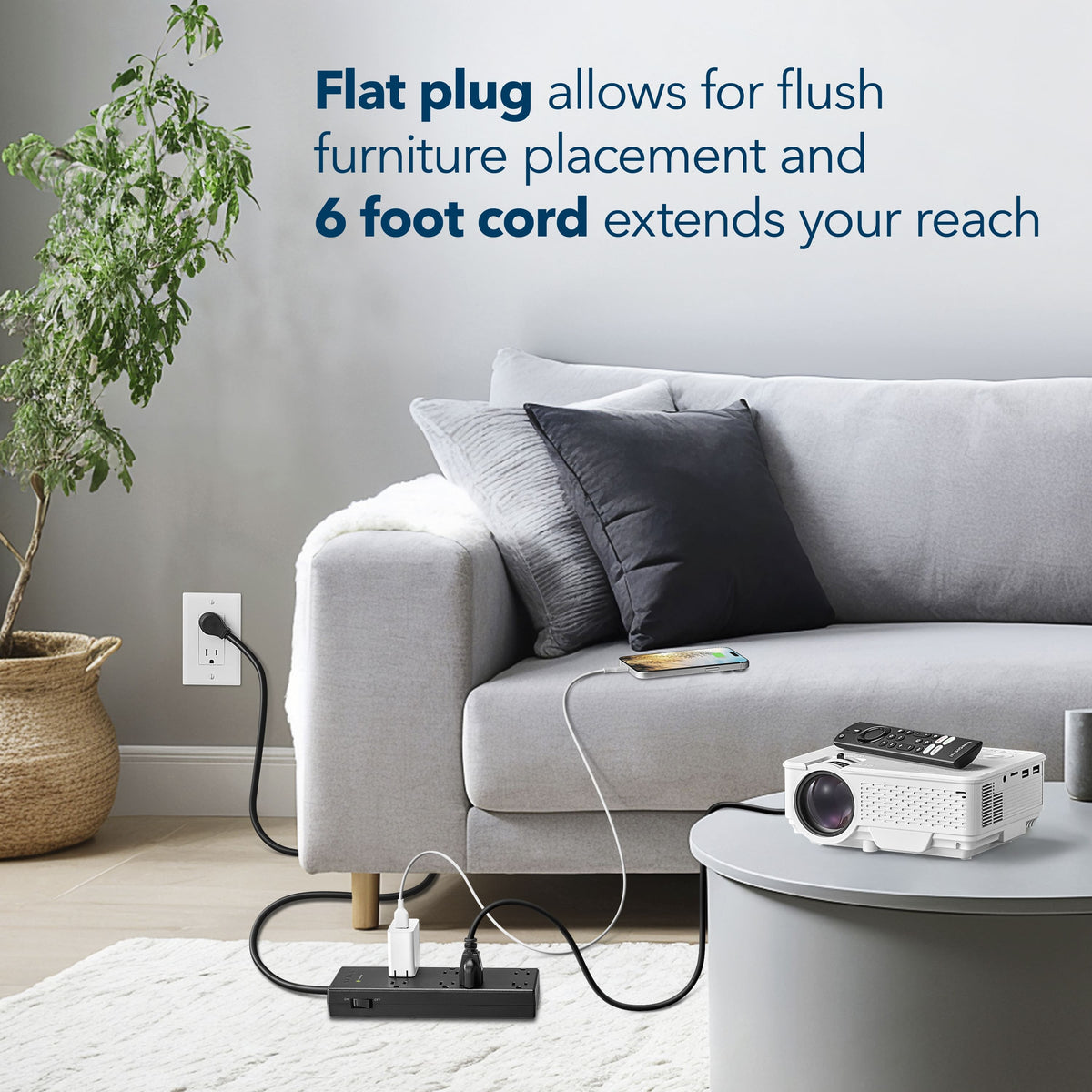 Insignia™ - Surge Protector for Home/Office with 8 AC Outlets, 6-foot cord, and 1440 joules of surge protection - Black