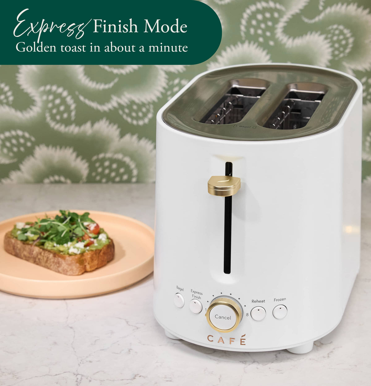 Café - Express Finish 2-Slice Toaster with Extra Wide Slots and 4 Preset Toasting Functions - Matte White