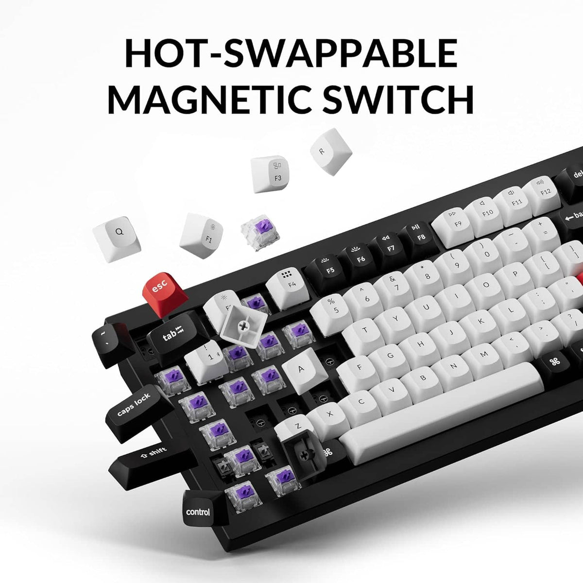 Keychron - Q1HE 75% Custom Wireless RGB Mechanical Keyboard with Programmable QMK/VIA Hot-Swappable Magnetic Switch - Black