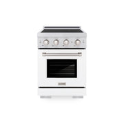 ZLINE - 24 in. Wide 3 Elements 3.2 cu. ft. Paramount Freestanding Induction Range with Electric Oven in Satin Steel - White Matte