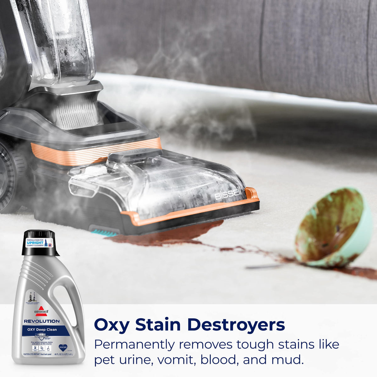 BISSELL - Revolution Formula with OXY for Upright Carpet Cleaners (48 oz.) - Silver