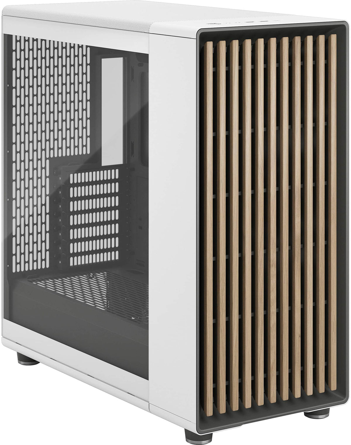 Fractal Design - North XL Chalk White Chassis with Oak Front and Clear TG Side Panel Mid-Tower PC Case - White