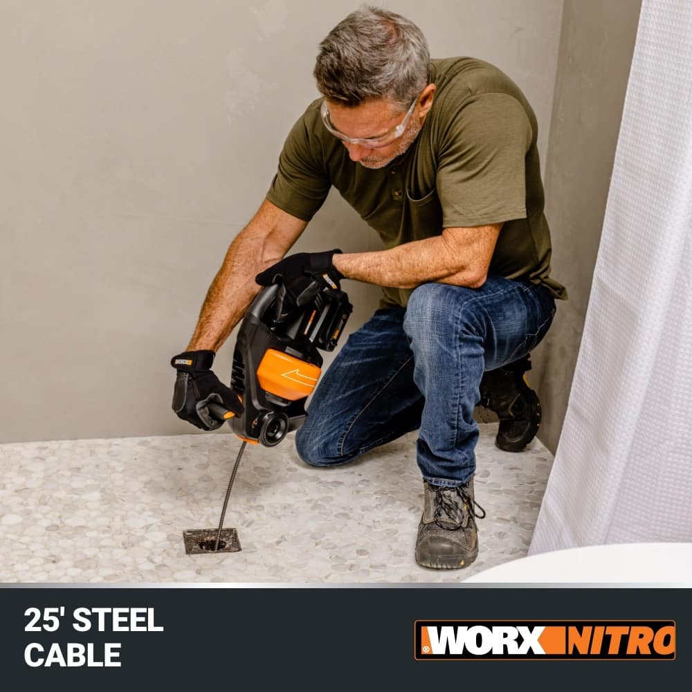 WORX - Nitro WX891L 20V 25 ft Cordless Drain Auger - Black