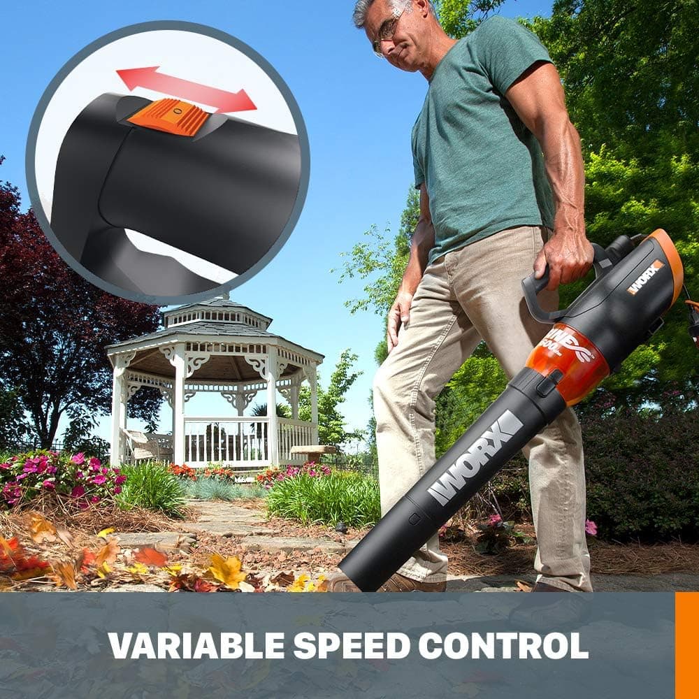 WORX - 12 Amp TURBINE 110 MPh 600 CFM Electric Leaf Blower - Black