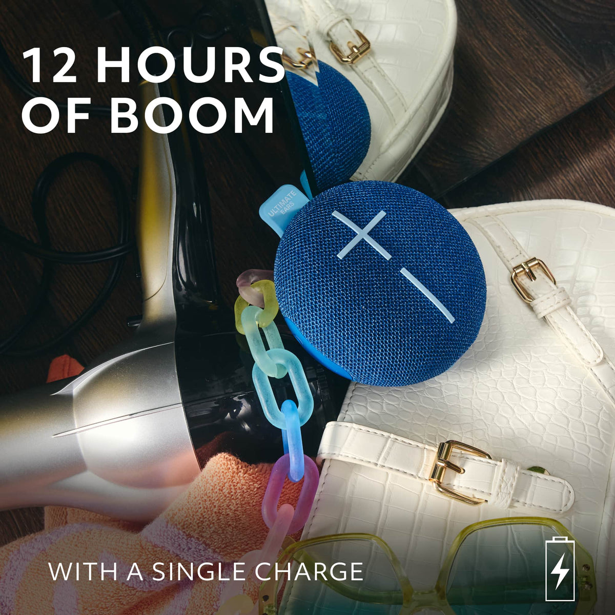Ultimate Ears - MINIROLL Ultra-Portable Waterproof Bluetooth Speaker with 131 ft Range - Majestic Blue