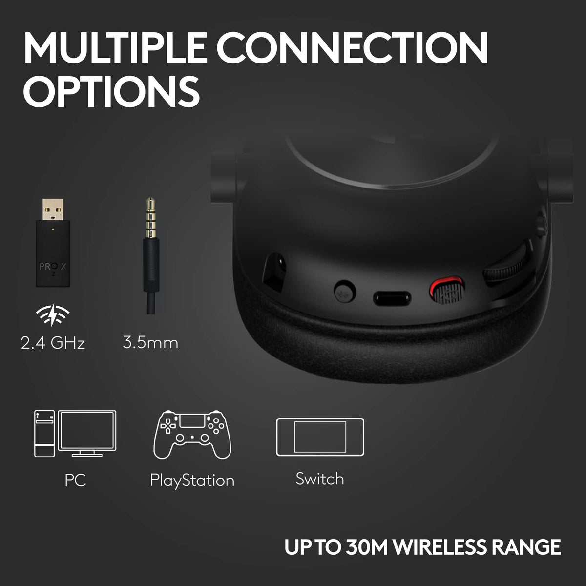 Logitech - PRO X 2 LIGHTSPEED Wireless Over-the-Ear Gaming Headset for PC, PS5, PS4, Nintendo Switch - Black
