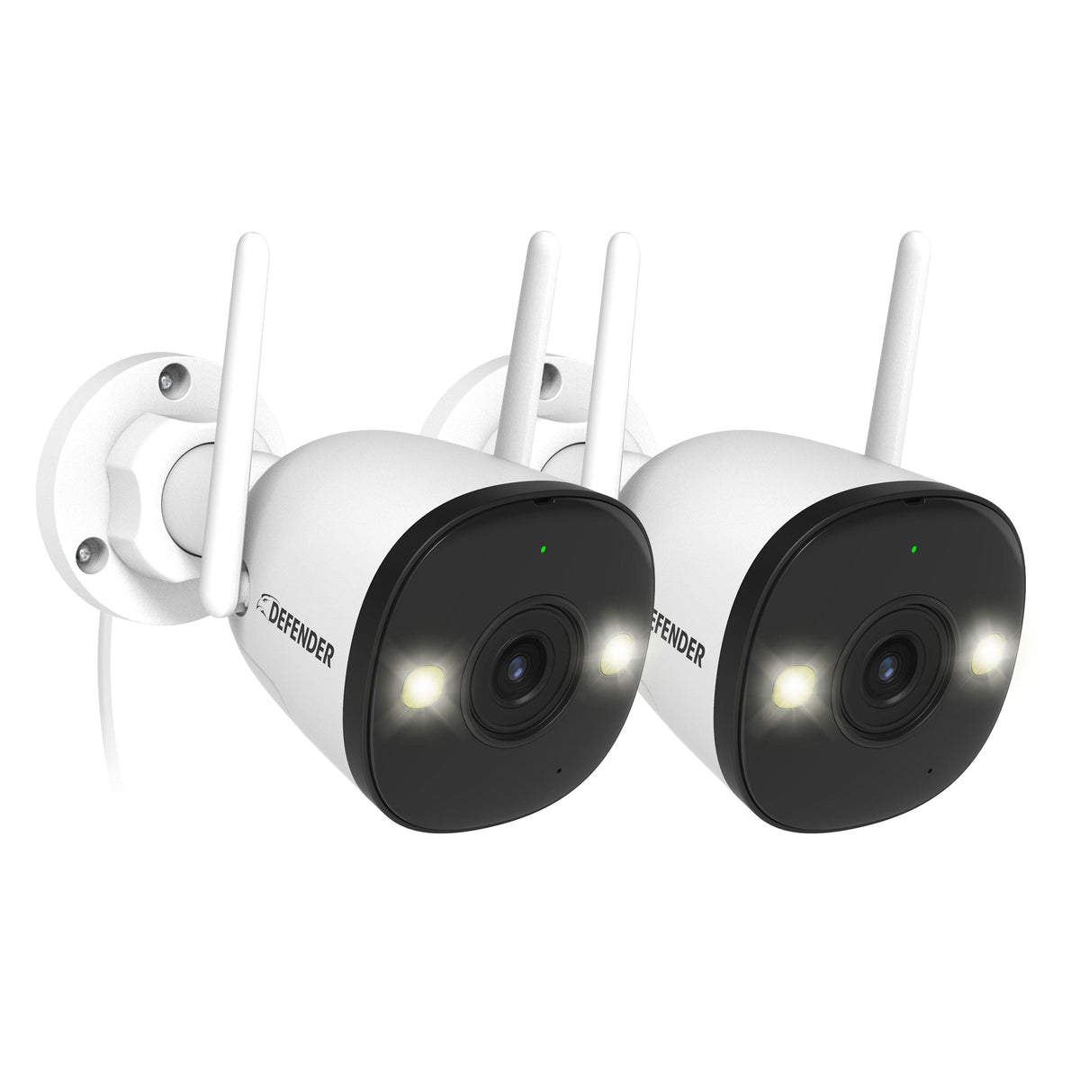 Defender - AI POWERED 4K Guard Pro Wi-Fi 6 Plug-in Power Security Camera - 2 pack - White