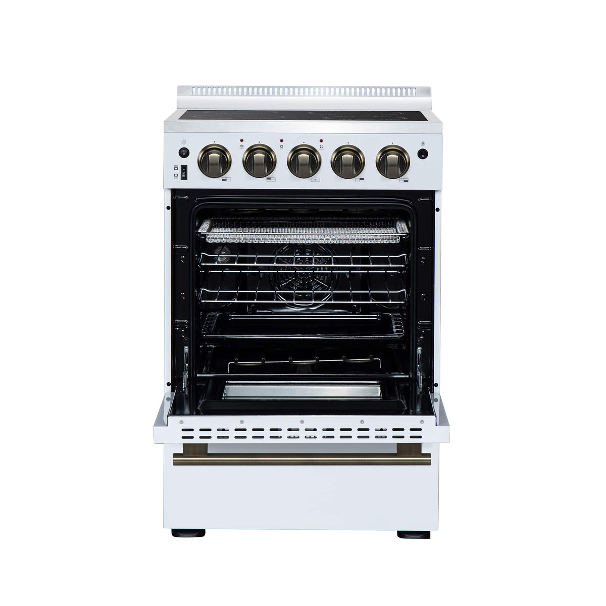 Forno Appliances - 24 in. Wide 4 Elements Loiano 2.3 Cu. Ft. Freestanding Electric Range with Storage Drawer - White