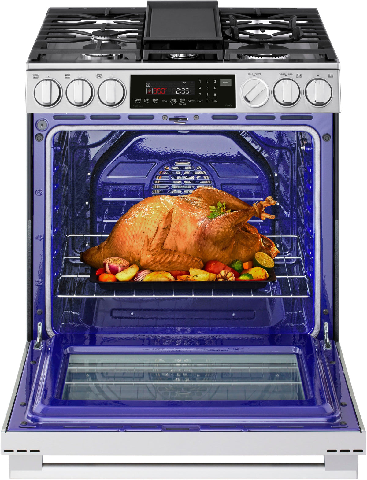 LG - 30-in Wide 6.3 Cu. Ft. Slide-In Gas True Convect Smart Range with 5 Burners, EasyClean, Air Fry and UltraHeat 22K Burner - Stainless Steel