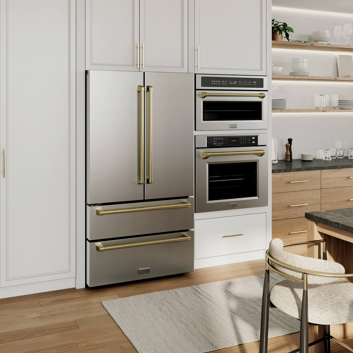 ZLINE - Autograph 30 in. 5 cu. ft. Built-In Single Wall Oven with Air Fry & Self Clean with Bronze Accents - Stainless Steel