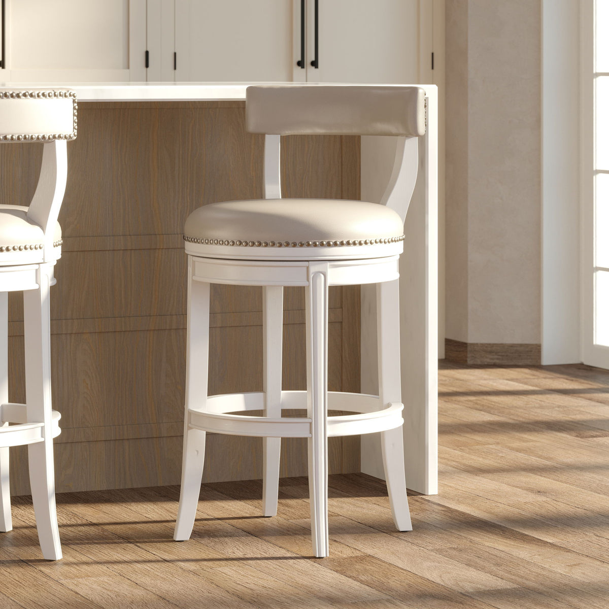 Taburete y asiento y respaldo tapizados