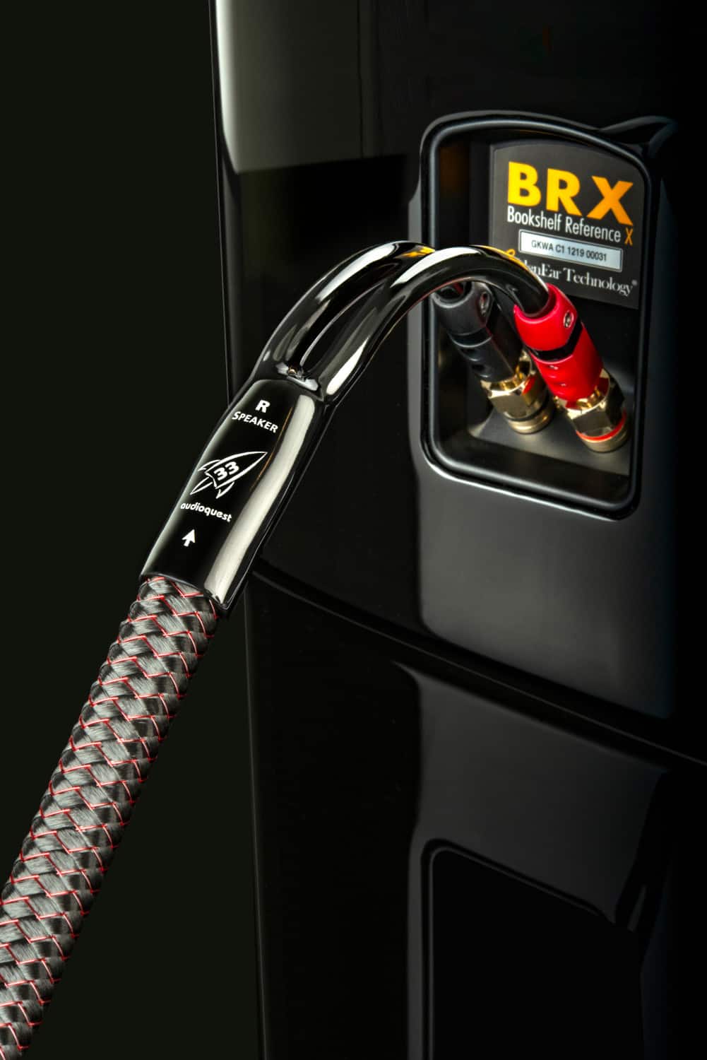 AudioQuest - Rocket 33 Single BiWire 9' Analog Speaker Cable w/ SureGrip 300 Connectors with Banana to Banana Connectors - Red on Black