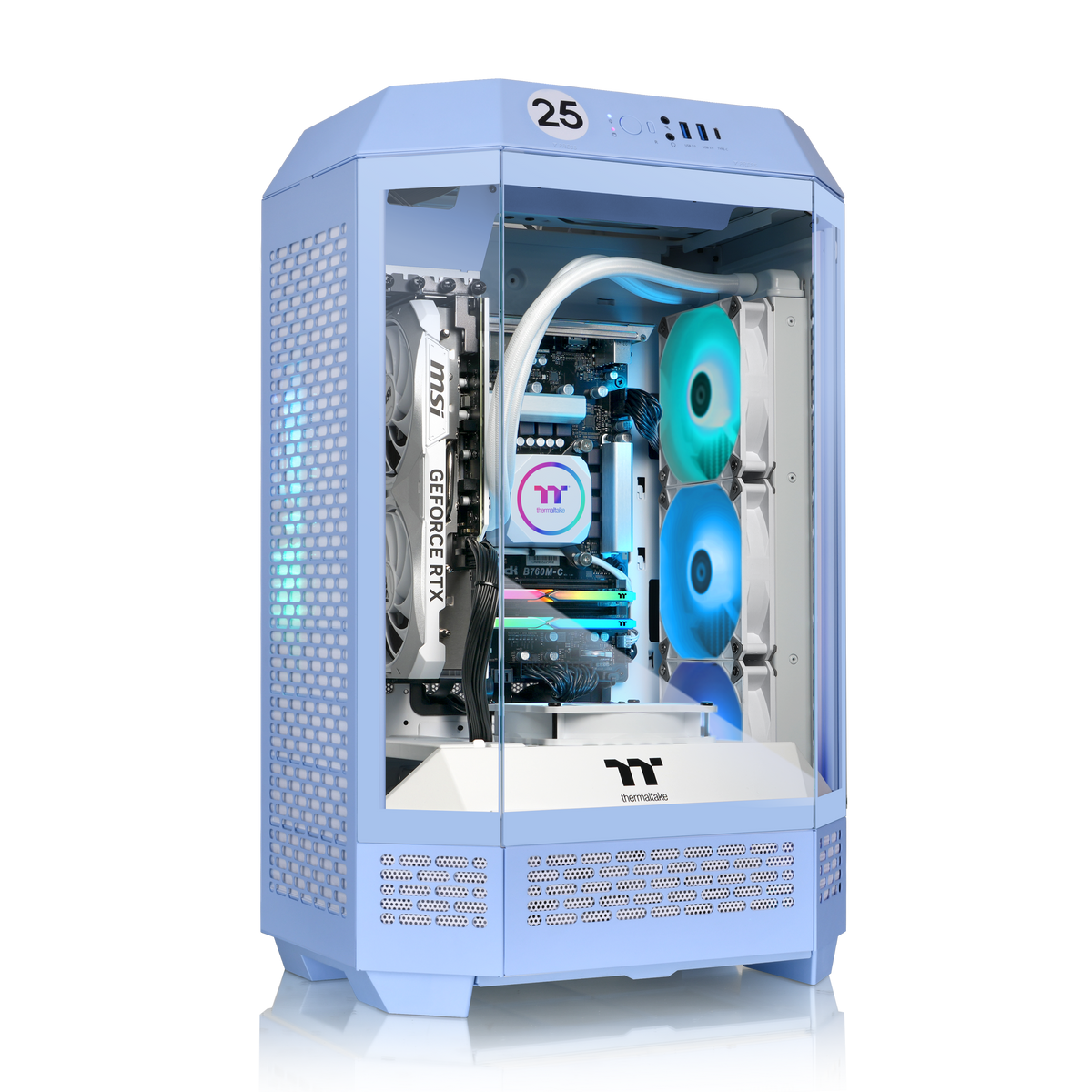 Thermaltake - LCGS Reactor 7870TH Gaming Desktop AMD Ryzen 7 7800X3D 2025 32GB Memory NVIDIA GeForce RTX 5070 Ti 2TB SSD NVMe M.2 - Blue