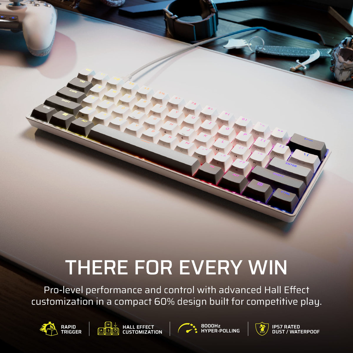 CORSAIR - CLIPPER PRO MINI 60 Hall Effect Gaming Keyboard - White