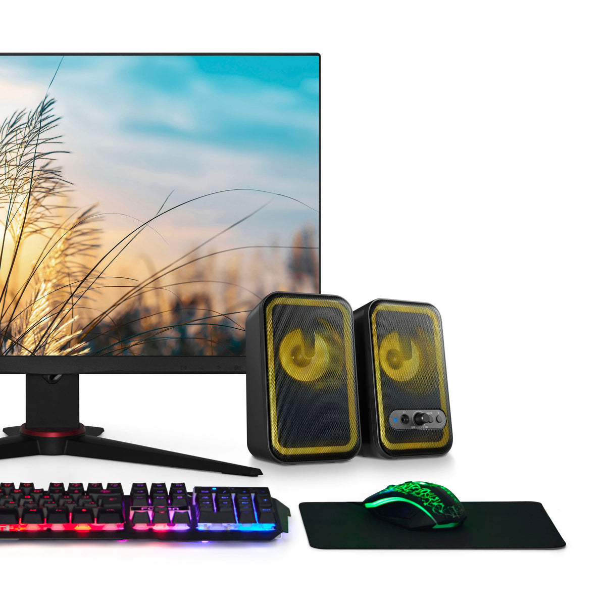Insignia™ - 2.0 Bluetooth Computer Speakers with RGB Lighting (2-Piece) - Black