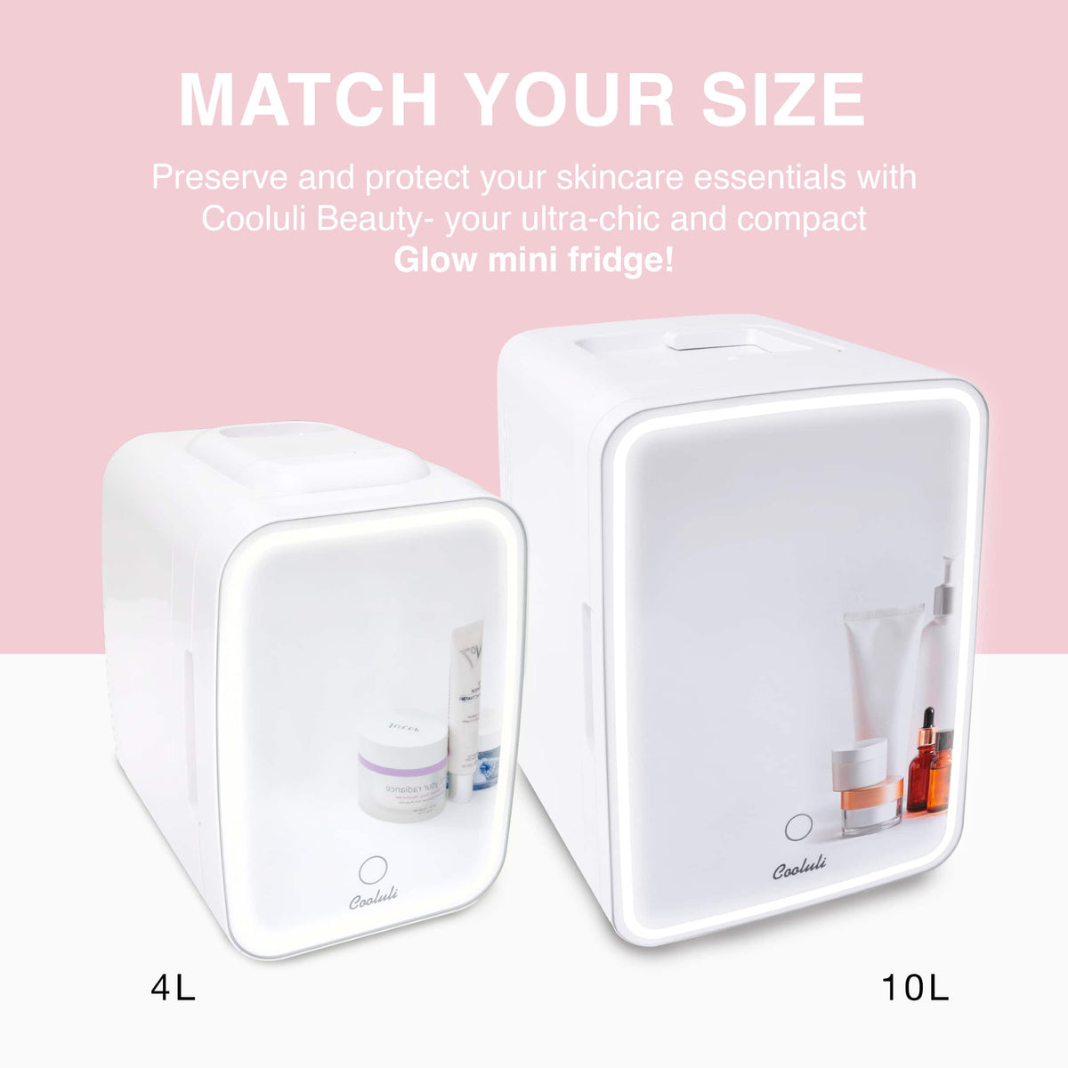 Cooluli - Glow Beauty 4L Mini Fridge with Mirror LED - White