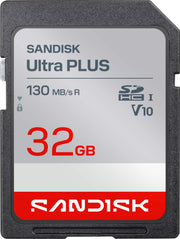 SANDISK - 32GB Ultra PLUS SDHC UHS-I Memory Card, Read Speeds up to 130MB/s