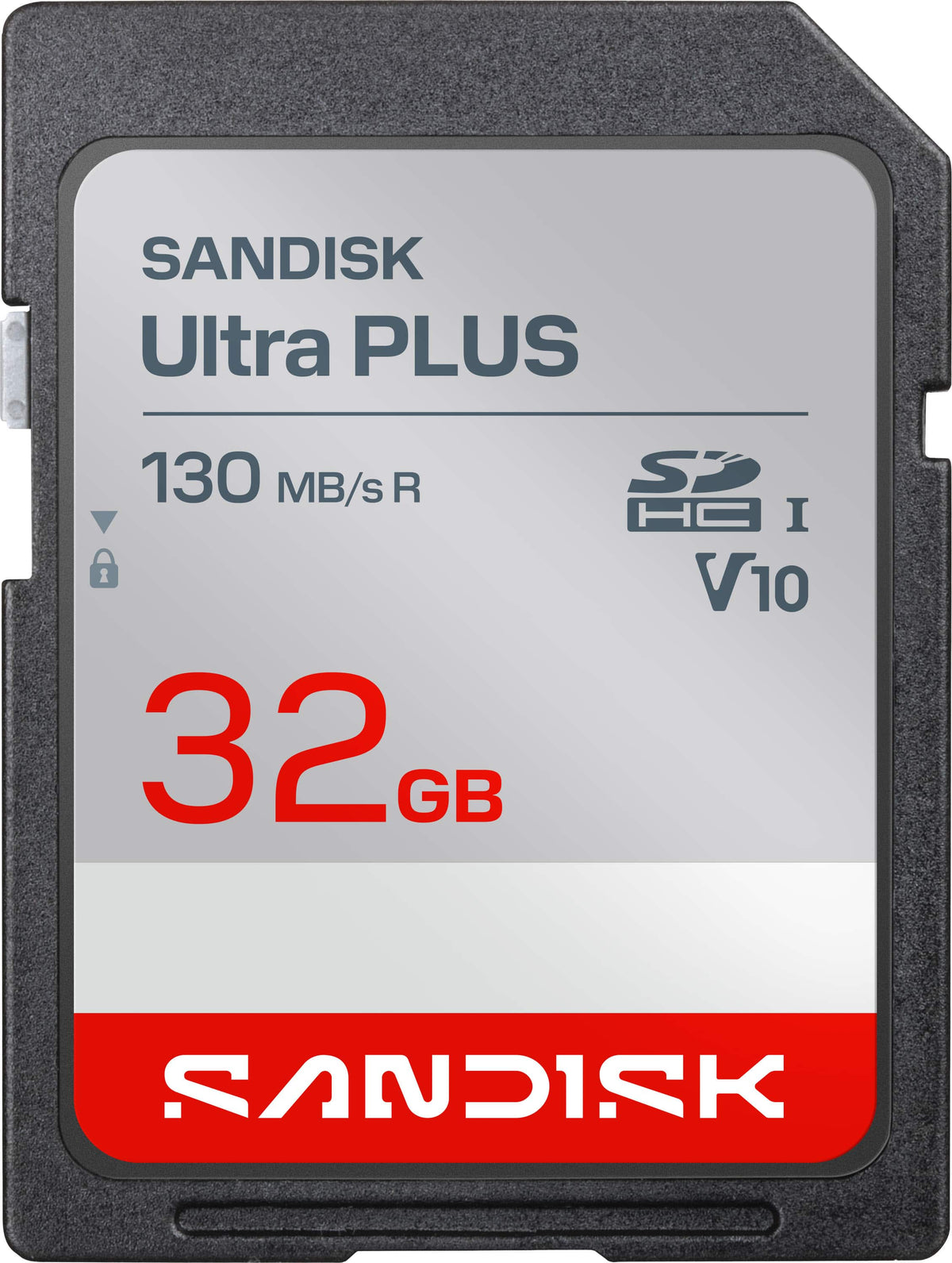 SANDISK - 32GB Ultra PLUS SDHC UHS-I Memory Card, Read Speeds up to 130MB/s