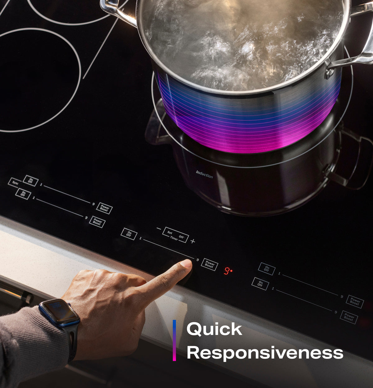 GE Profile - 30" Built-In Electric Induction Cooktop with 4 Elements, Slide Touch Controls, and Power Boost - Black