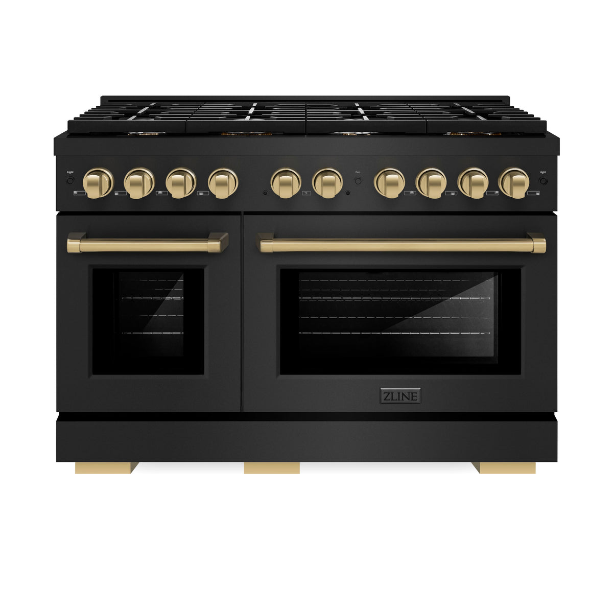 ZLINE - 48 in. Wide 8 Burner Autograph Paramount Dual Fuel Black Stainless Range w/ Bronze Accents (SDRBZ-48-CB) - Black Stainless Steel