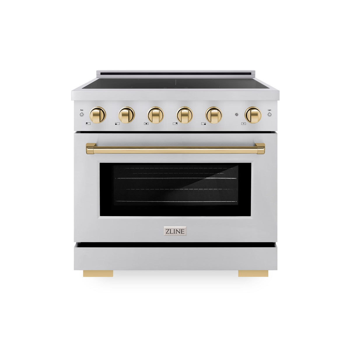 ZLINE - 36 in. Wide 5 Elements Autograph 5.2 cu. ft. Paramount Freestanding Induction Range with Electric Oven w/ Gold Accents - Stainless Steel