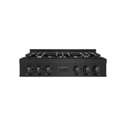 ZLINE - 36 in. Classic Gas Rangetop with 6 Burners and Porcelain Cooktop in Black Stainless Steel (RTB2-36) - Black Stainless Steel