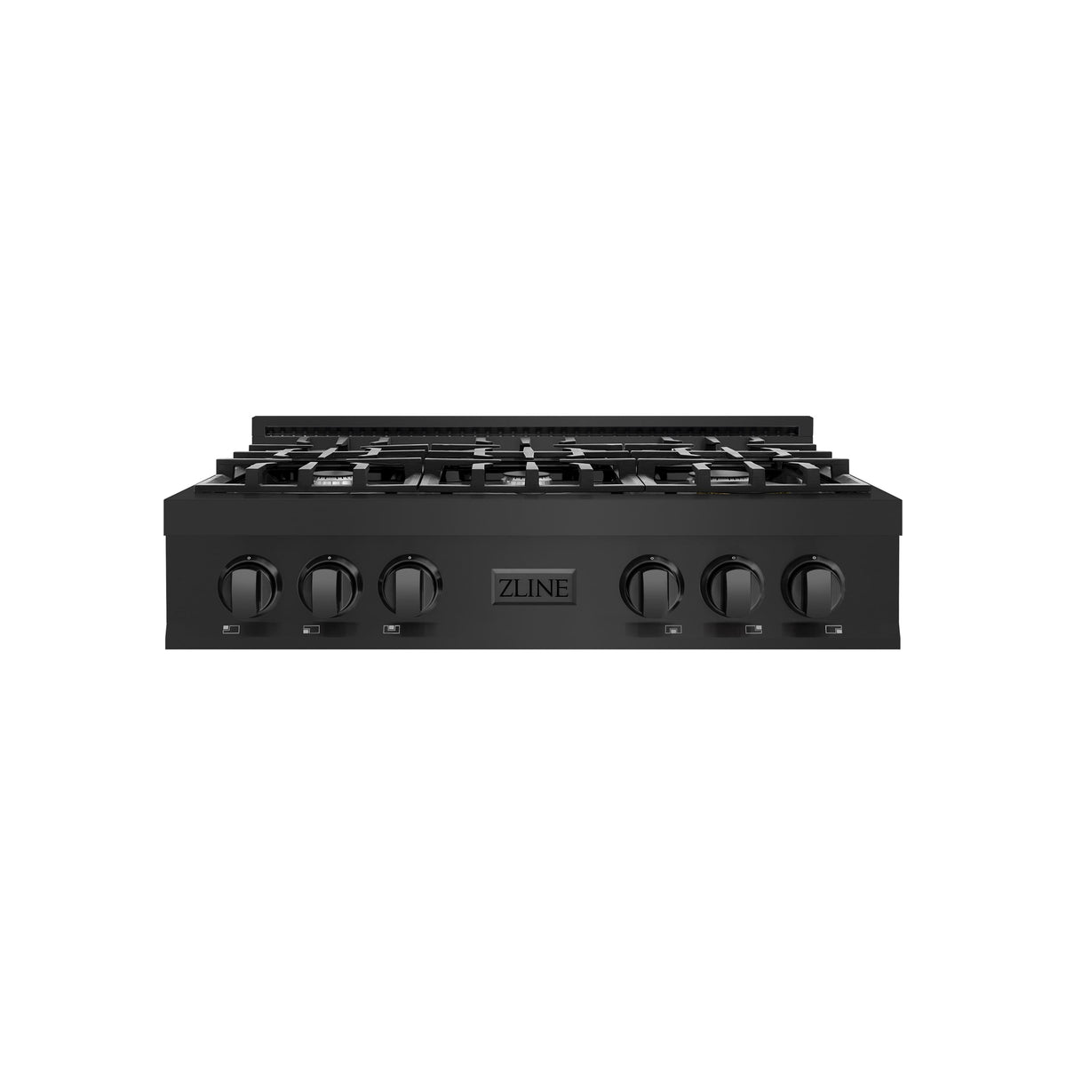 ZLINE - 36 in. Classic Gas Rangetop with 6 Burners and Porcelain Cooktop in Black Stainless Steel (RTB2-36) - Black Stainless Steel
