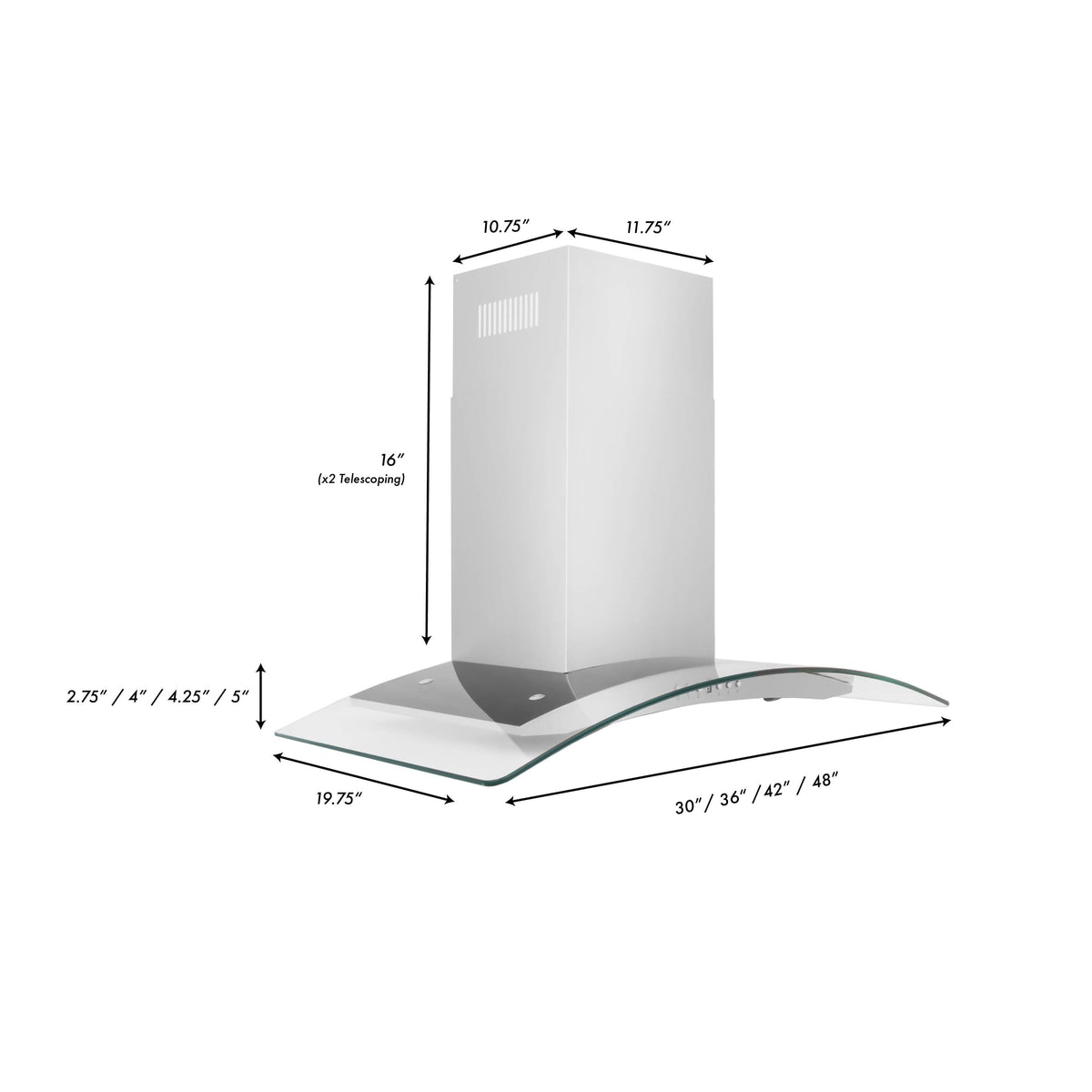 ZLINE - 48 inches - Externally Vented - Wall Range Hood - Stainless Steel