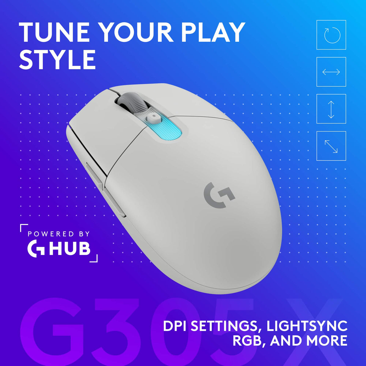 Logitech - G305 X SUPERLIGHT Wireless Bluetooth Gaming Mouse with HERO 44K Sensor and 6 Programmable Buttons for PC/Mac - Wireless - White
