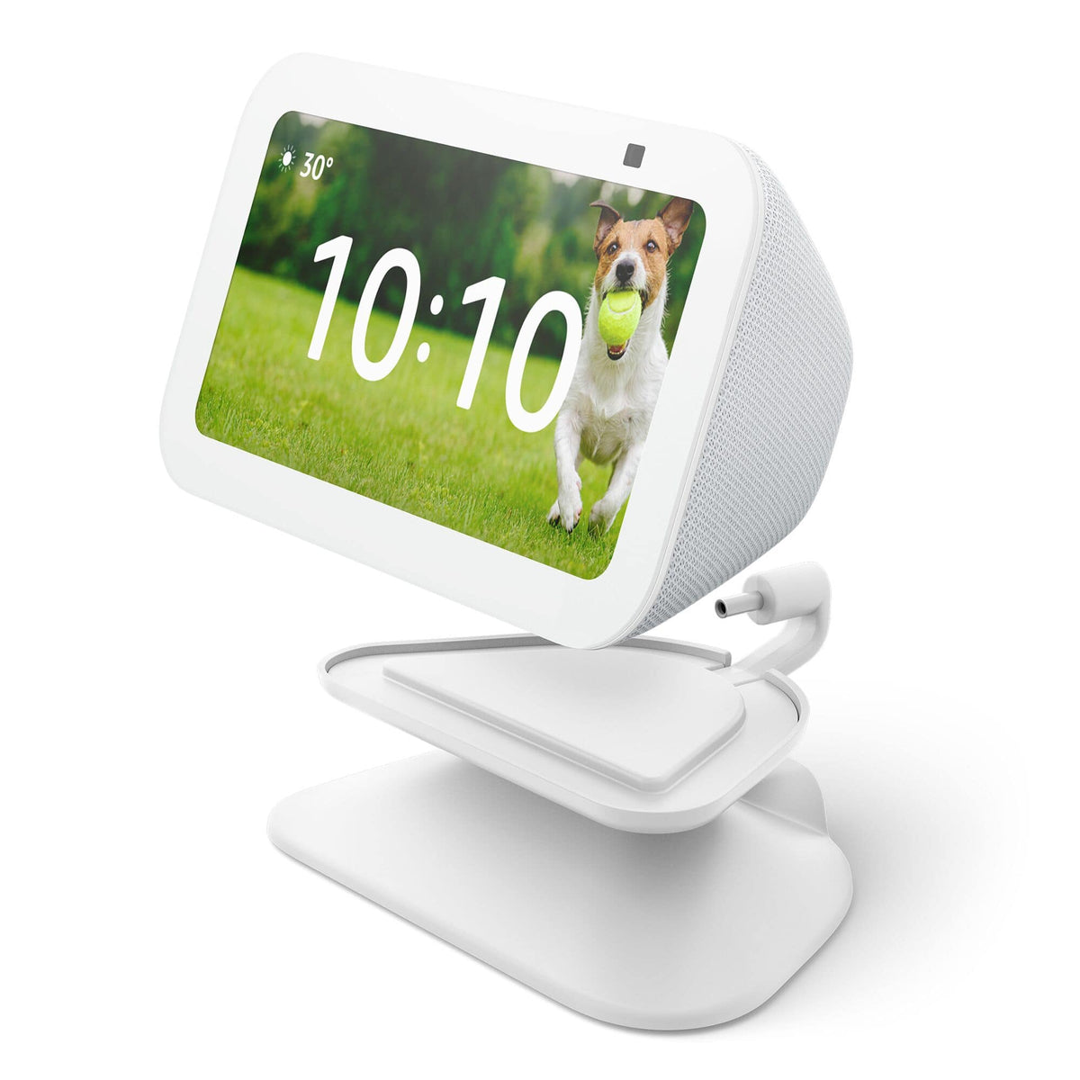 Amazon - Stand for Echo Show 5 (3rd Gen) - Adjustable stand with USB-C Charging Port (Echo Show not included) - Glacier White