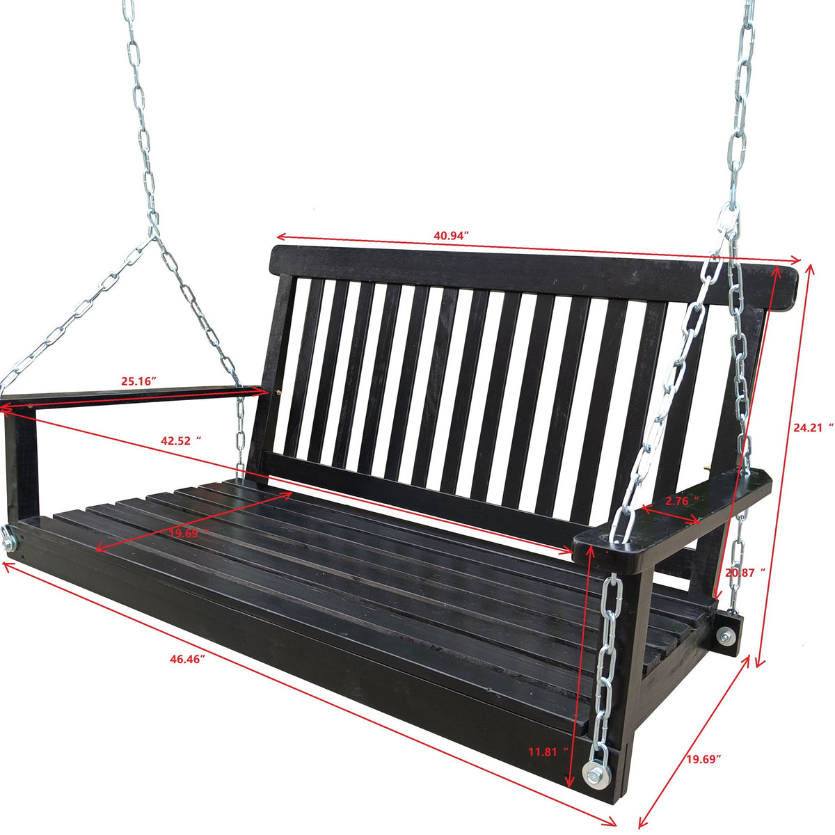 Columpio de Porche Delantero con Reposabrazos para Patio Exterior, Jardín, Patio Trasero o Solárium