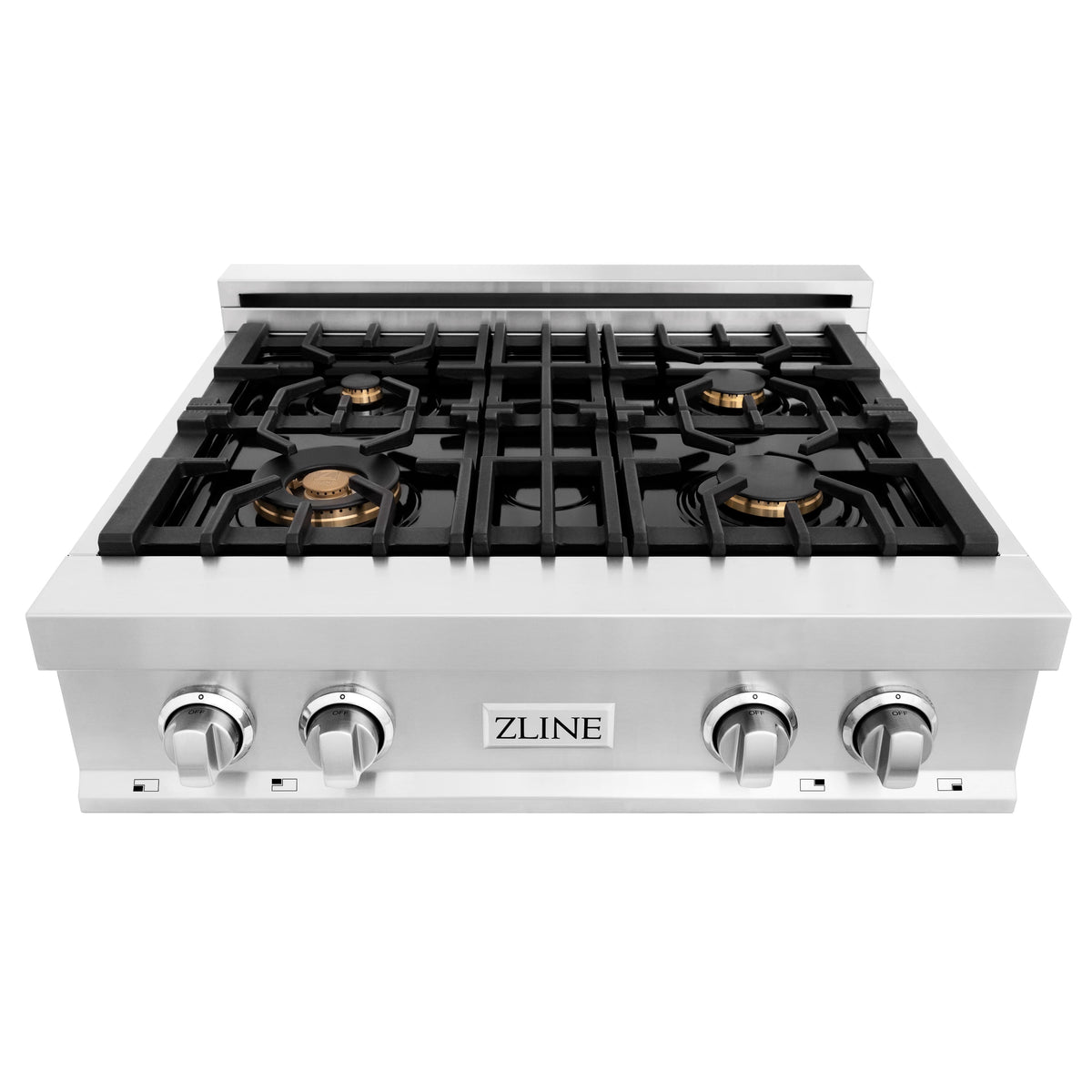 ZLINE - 30 in. Legacy Rangetop w/ 4 Brass Burners and Porcelain Cooktop in Stainless Steel - Stainless Steel