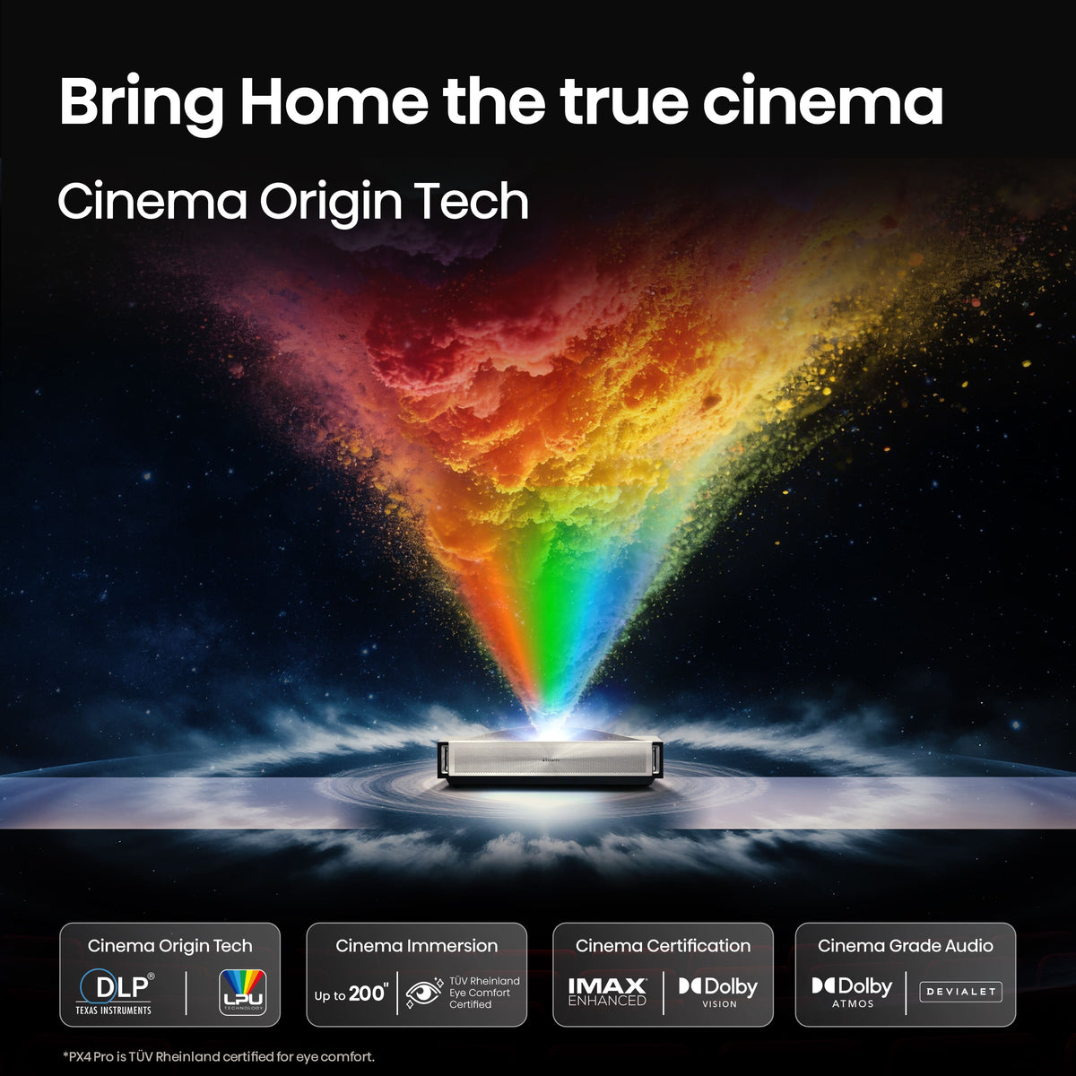 Hisense - Hisense-PX4 Pro Triple Laser Smart UST Projector,3500 Lumens,IRIS,80"-200",4K,DLP,HDR,IMAX Enhanced,Dolby Vision/Atmos - Gray