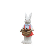 Whimsical Rabbit Statue Flower Pot Ornament, Garden Decor - Pink / White